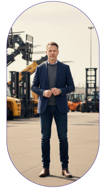 Equipment dealer CEO reviewing customer data in the field